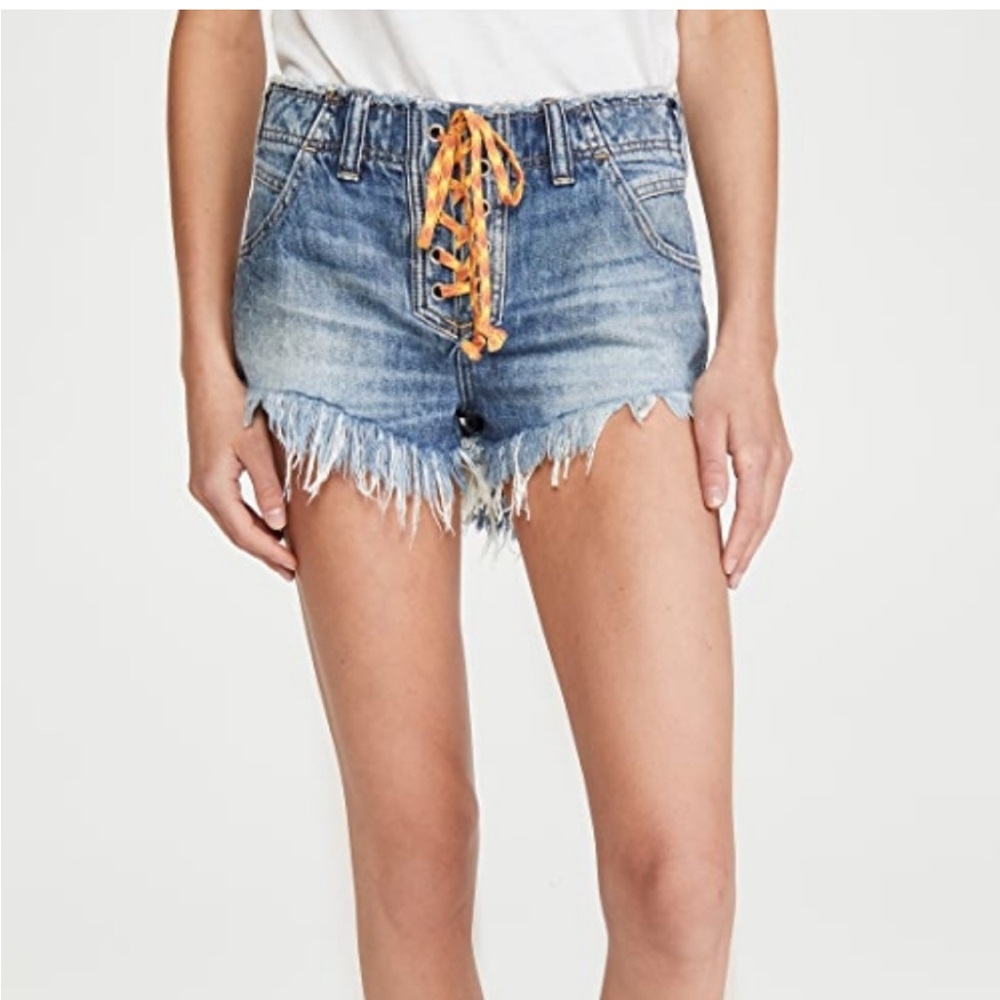 Free People We the Free Lace Up Frayed Beckett Shorts. Like New!